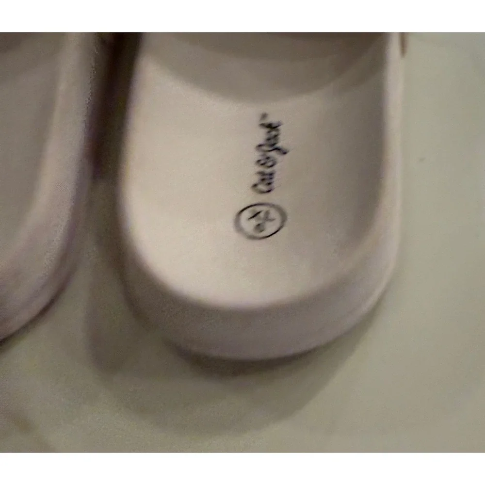 Cat‎ & Jack Kids Youth Slide Sandals Cream White Striped Strap Size XL 6